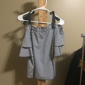 Off the shoulder black and white top